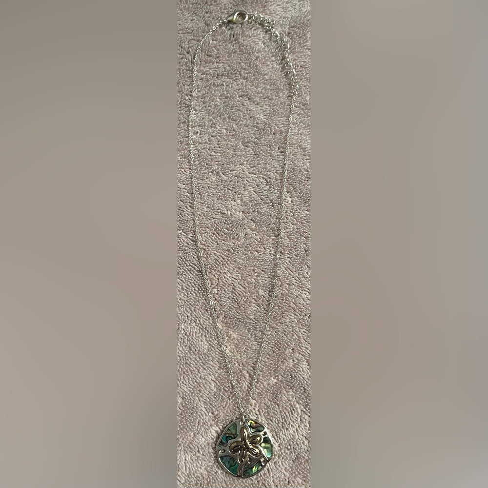Silver and Abalone Sand Dollar Necklace
